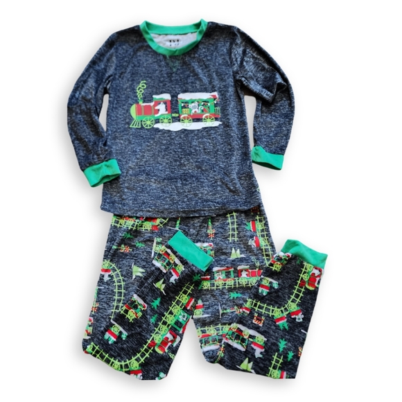 Grey/Green Christmas Train Pajamas, Kid's 6 - Picture 1 of 7
